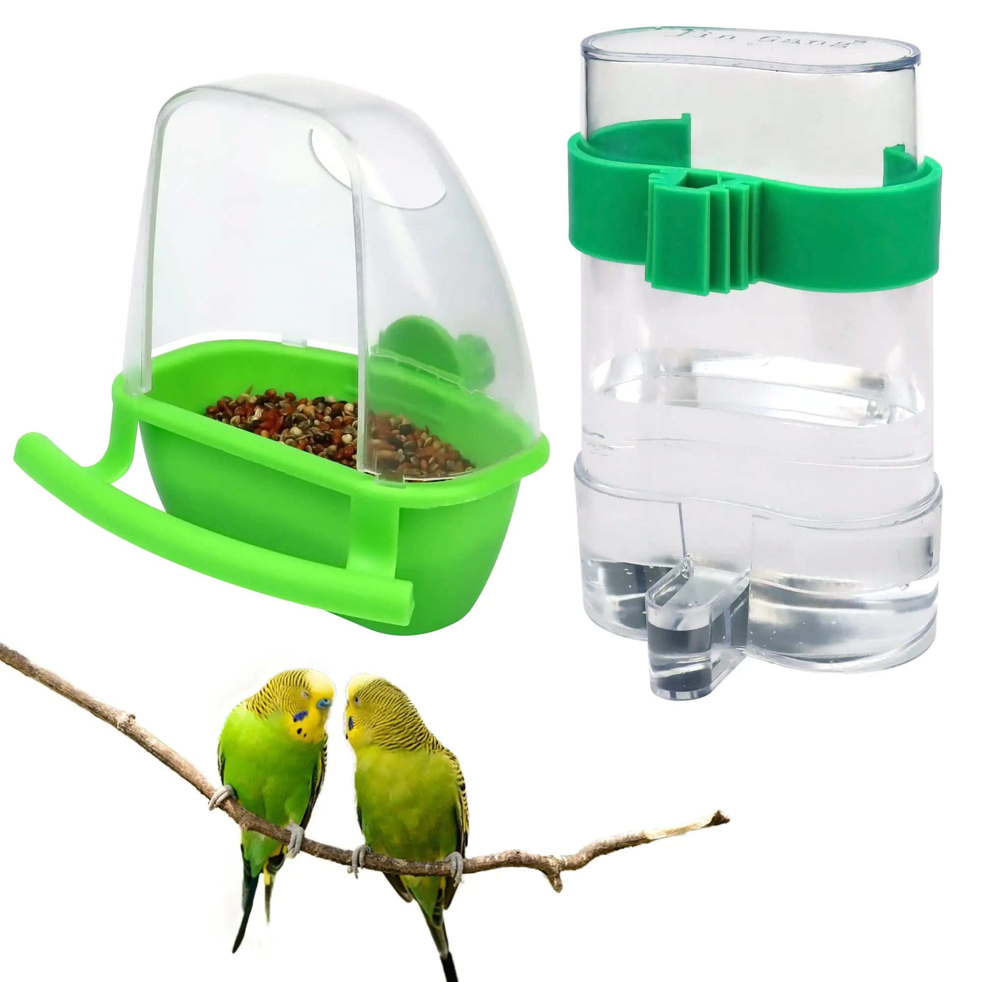 2Pcs Bird Water Dispenser Parakeet Water Feeder for Cage Plastic Bird Food Feeder Drinker Cage Accessories for Parakeet Budgies Cockatiel Lovebird