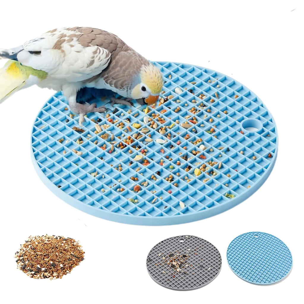 YFCGUPJ 2Pcs Bird Foraging Toys Puzzle Bird Slow Feeder Mats Parakeet Seed Container Food Feeder for Cage Bird Foraging Toys for Parrot Cockatiel African Grey Conure Budgies
