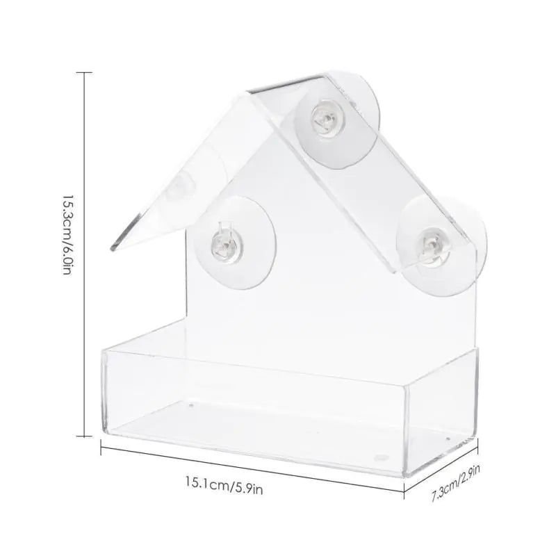 Acrylic Clear Bird Feeder with Suction for Outdoor Use