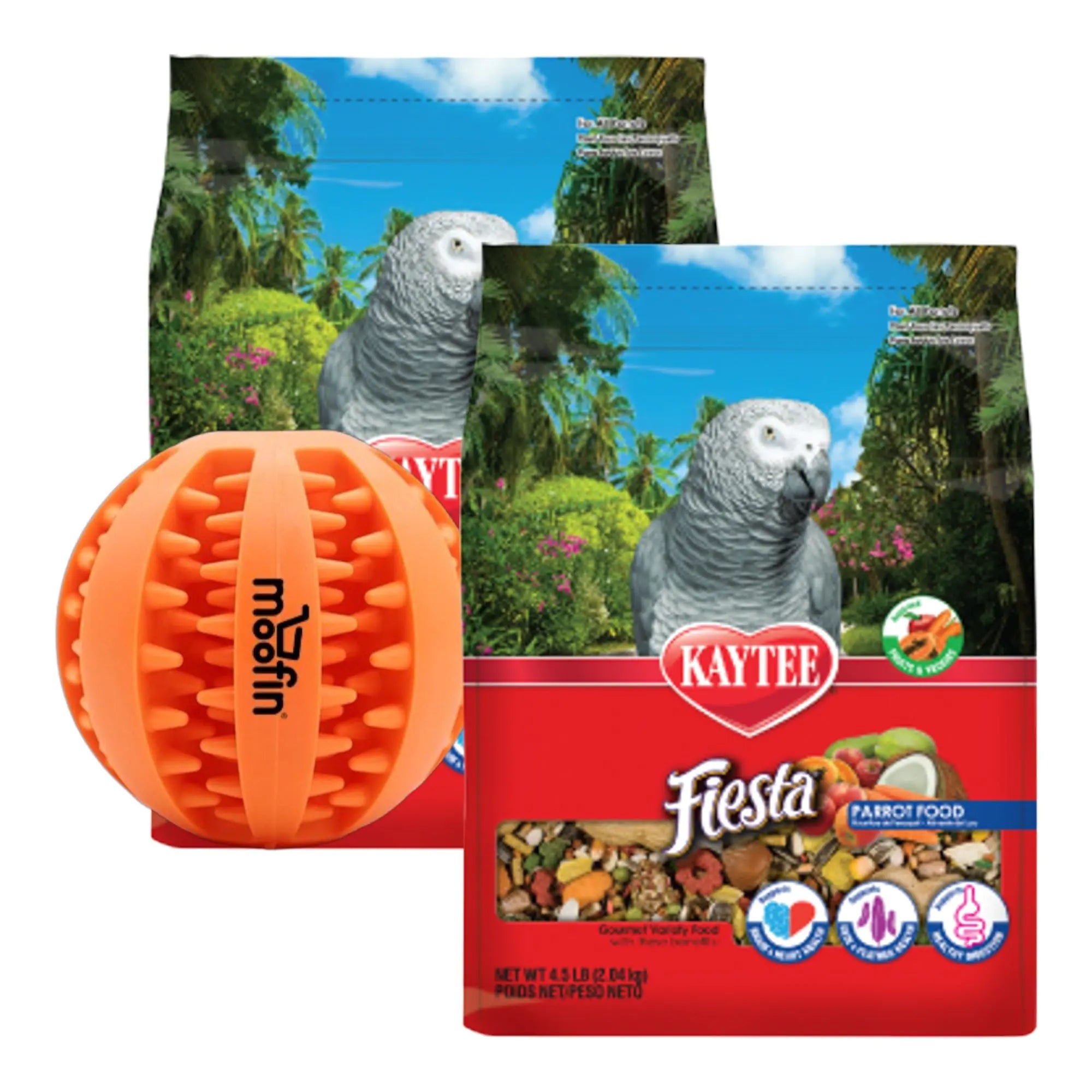 moofin Kaytee Parrot Food 2.5 Lb - Parrot Seed Mix with Nutrient-Rich Blend of Seeds Bundled with Teeth Cleaning Pet Chew Ideal Bird Food Parrot for Parakeets & Conures [Pack of 2]