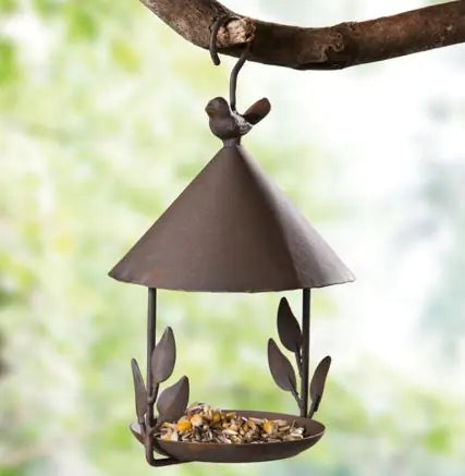 Iron Bird Feeder Outdoor Garden Decor